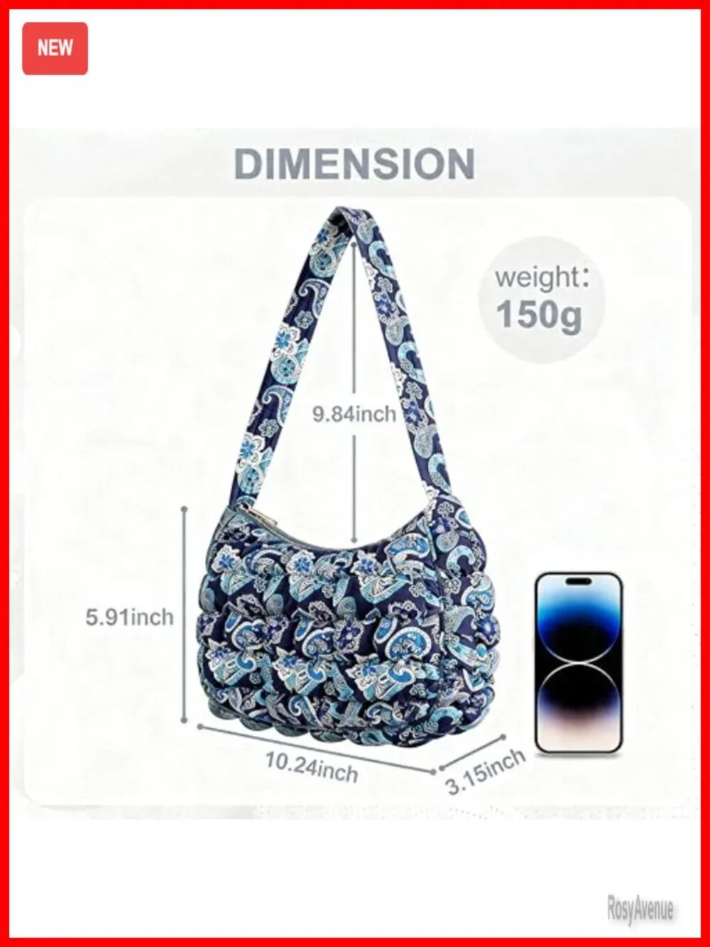 Quilted Puffer Purse Crescent Bag Small Shoulder Bag Hobo Puffy